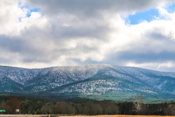 Mountain Terrain With Snow and Highway In Oklahoma