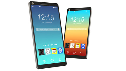 modern touchscreen smartphone isolated on white