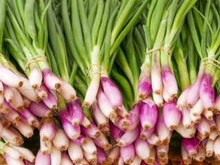 red onion bunches