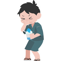 かき氷を食べてキーンとなっている男の子