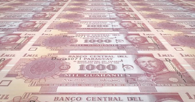 Banknotes of one thousand paraguayan guarani of Paraguay, cash money, loop