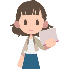 ノートで自分を扇ぐ女性