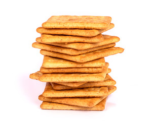 Close up the healthy  whole wheat cracker on white background