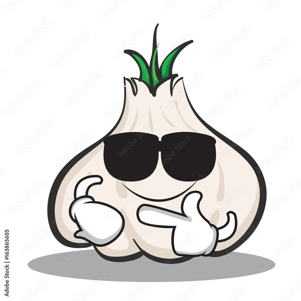 Wall mural super cool garlic cartoon character