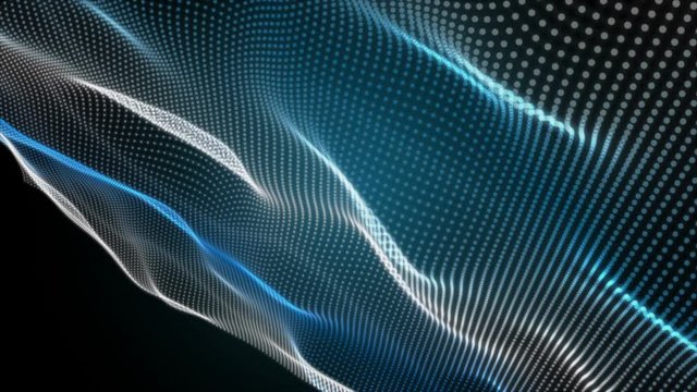 Fantastic animation with particle wave object in slow motion, 4096x2304 loop 4K