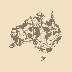 Fototapeta na wymiar Australian map made from human portraits. Vector illustration