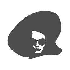 Portrait of beautiful woman in black sunglasses and big hat. Front view