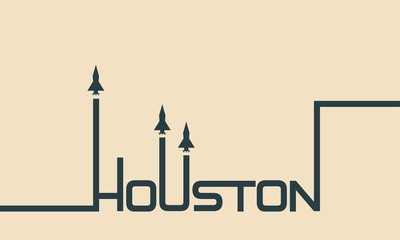 Space craft launch from Houston word to cosmos