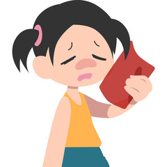 下敷きで自分を扇ぐ暑そうな女の子