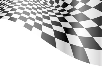 Checkered flag flying on white design for sport race championship creative background vector illustration.