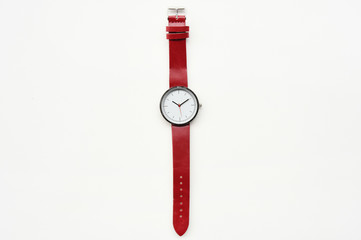 Red wristwatches isolated on white background