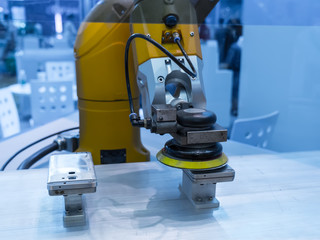 Industrial robot working in phone factory