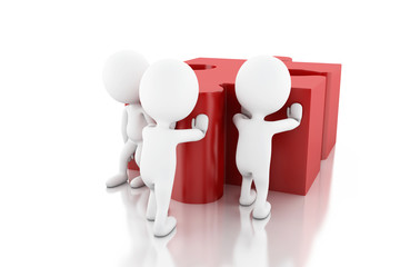 3d White people solving a puzzle