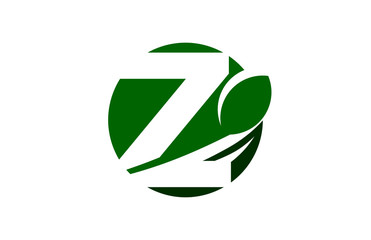 Z Green Circle Swoosh Letter Logo
