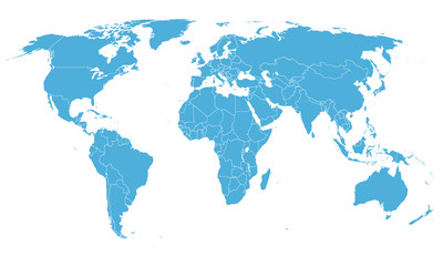 Fototapeta na wymiar World simple map on white background