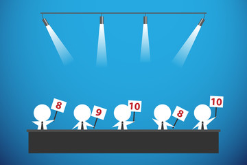 five businessmen showing score cards, business concept