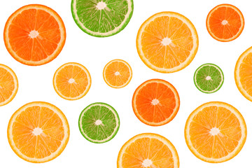 Pulp of orange on white background. Orange on a white background.