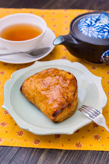 Sweet apple pie at tea time
