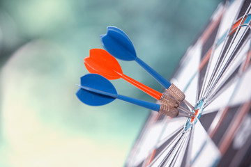darts arrows in the target center