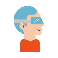 Man with virtual reality glasses vector illustration design
