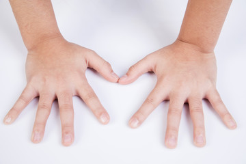 Close up of Beautiful asian child hand