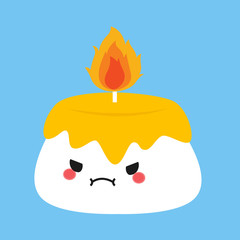 adorable angry small candle emoji, with its fire blazing