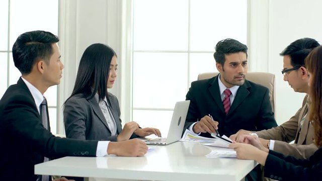 The Executive have upset and feel angry after reading documents report with operation error and blame the big boss and employee at the meeting, Operation teamwork concept