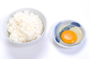 raw egg and rice