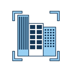 buildings cityscape scene with target vector illustration design