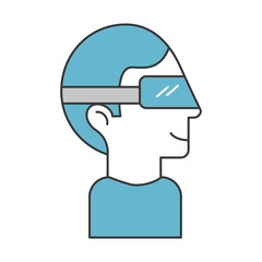 Man with virtual reality glasses vector illustration design