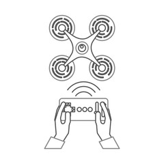 hands human with Drone remote control icon vector illustration design