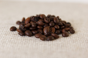 Grains of roasted coffee