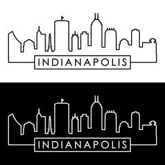Indianapolis skyline. Linear style. Editable vector file.