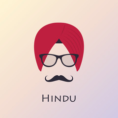Indian man head icon. Indian culture. Vector illustration. - obrazy, fototapety, plakaty