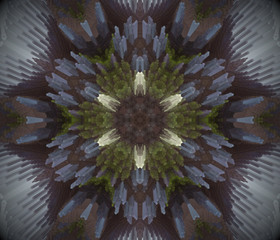 Abstract extruded mandala 3D illustration