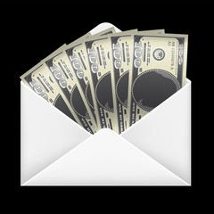 100 dollar banknotes money inside white envelope 
