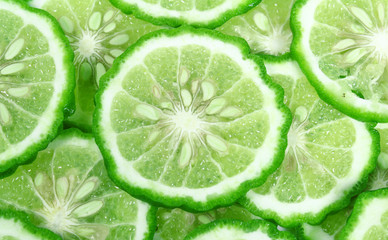 Kaffir lime and kaffir lime leaf on white background