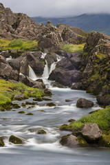 Waterfall Long Exposure iwth grass and rocks