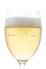 beer in a glass on white background