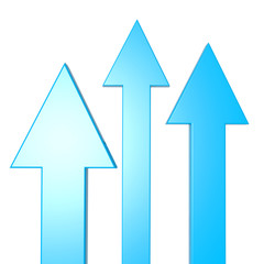 Three blue arrows isolated on a white background