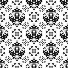 Oriental classic black and white pattern. Seamless abstract background with repeating elements. Orient background