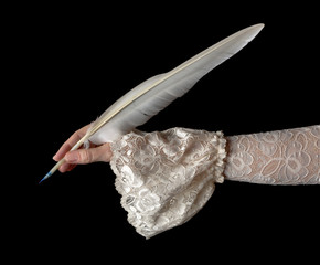 Classic hand writing with goose feather