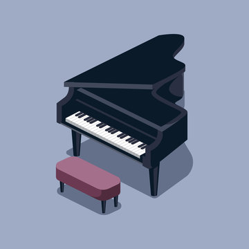 Black Grand Piano Isometric Vector Illustration