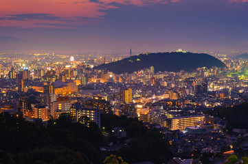 松山城夜景風景