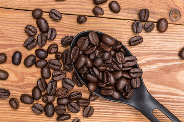 coffee beans on wooden table