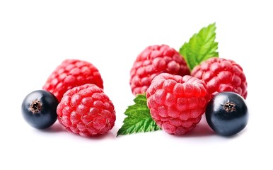 Fresh raspberries and currants.