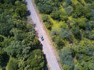Car on road aerial view