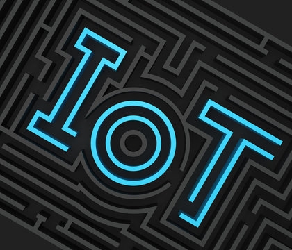 IoT maze graphic. Internet of things concept. 3D rendering image.