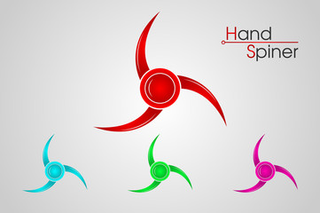 Obraz premium Set of hand spinner logo isolated on white background, emblems and icons, vector illustartion