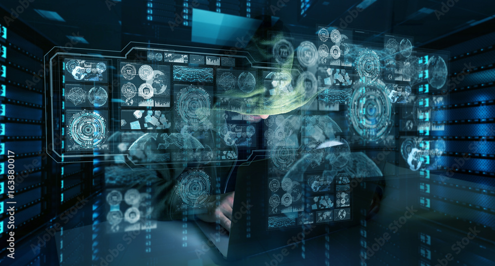 Leinwandbilder Hacker accessing to personal data information with a computer 3D rendering